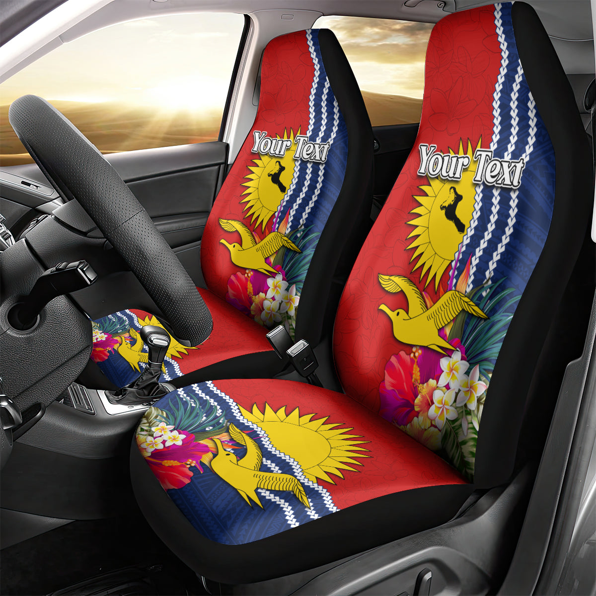 Personalised Kiribati Independence Day Car Seat Cover Kiribati Map With Flag Color