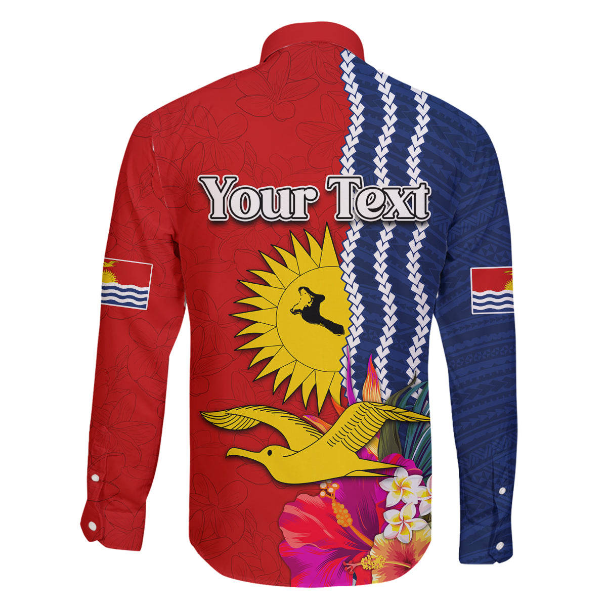 Kiribati Independence Day Family Matching Off The Shoulder Long Sleeve Dress and Hawaiian Shirt Kiribati Map With Flag Color