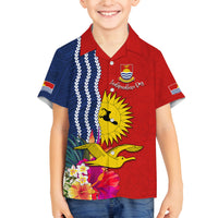 Personalised Kiribati Independence Day Family Matching Summer Maxi Dress and Hawaiian Shirt Kiribati Map With Flag Color LT03 Son's Shirt Red - Polynesian Pride