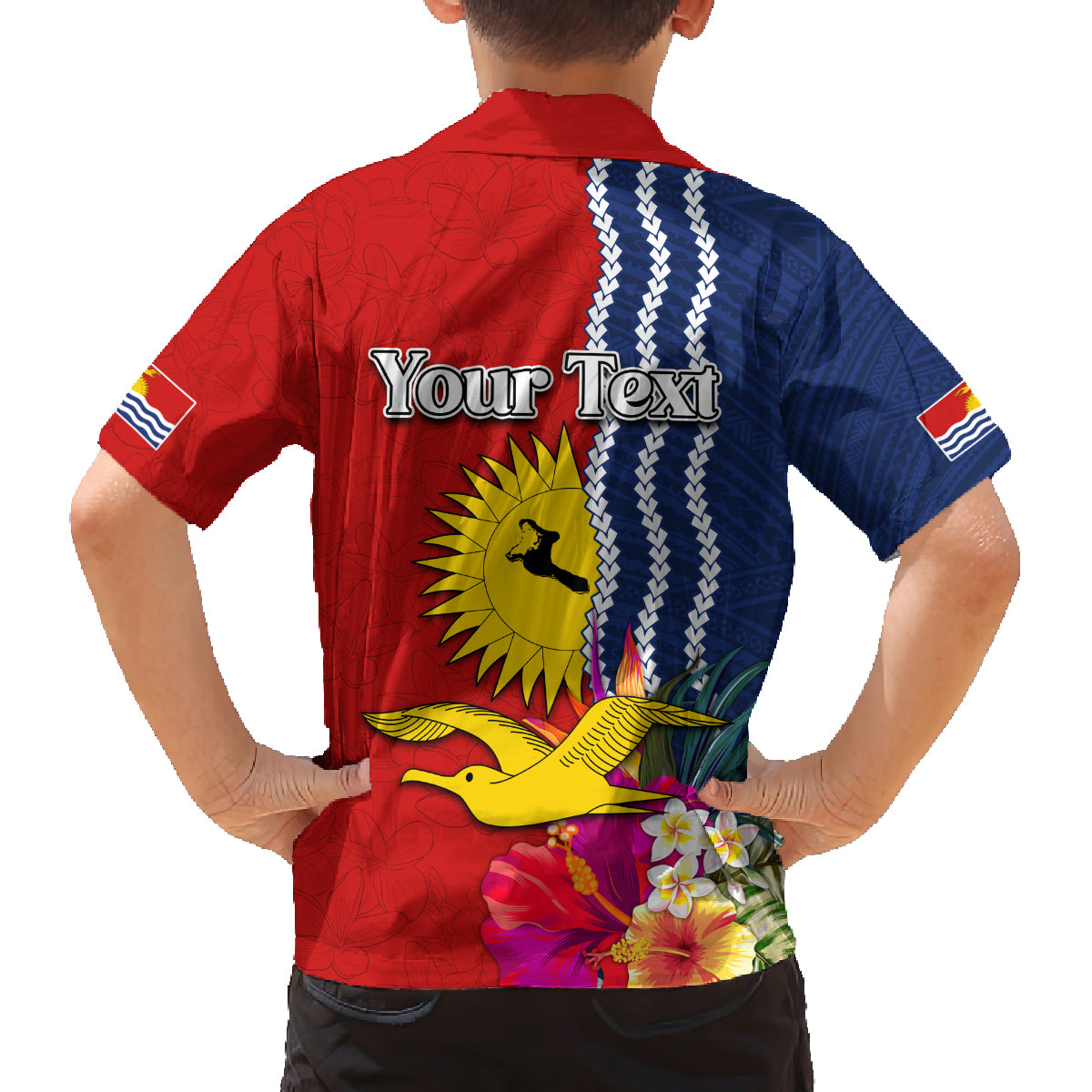 Personalised Kiribati Independence Day Family Matching Tank Maxi Dress and Hawaiian Shirt Kiribati Map With Flag Color LT03 - Polynesian Pride