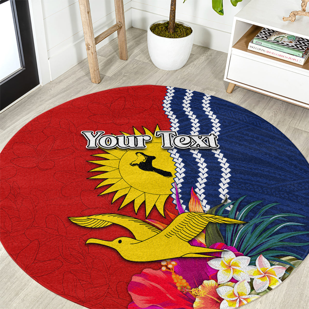 Personalised Kiribati Independence Day Round Carpet Kiribati Map With Flag Color