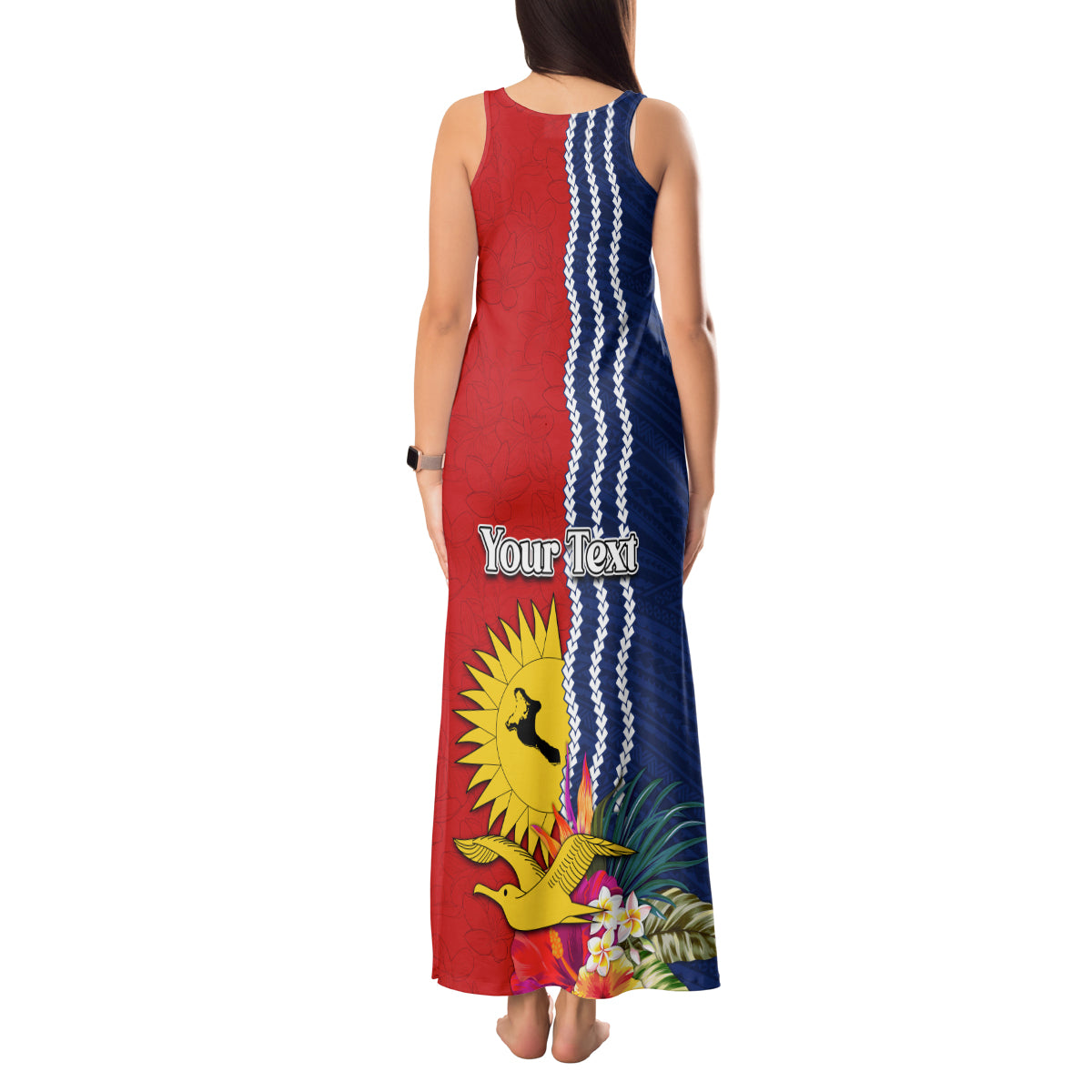 Kiribati Independence Day Tank Maxi Dress Kiribati Map With Flag Color