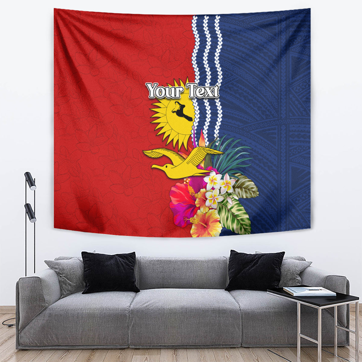 Personalised Kiribati Independence Day Tapestry Kiribati Map With Flag Color