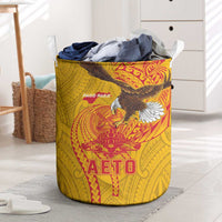 American Samoa Fautasi Race Laundry Basket Aeto Pago Pago with Eagle Samoan Tribal Patterns
