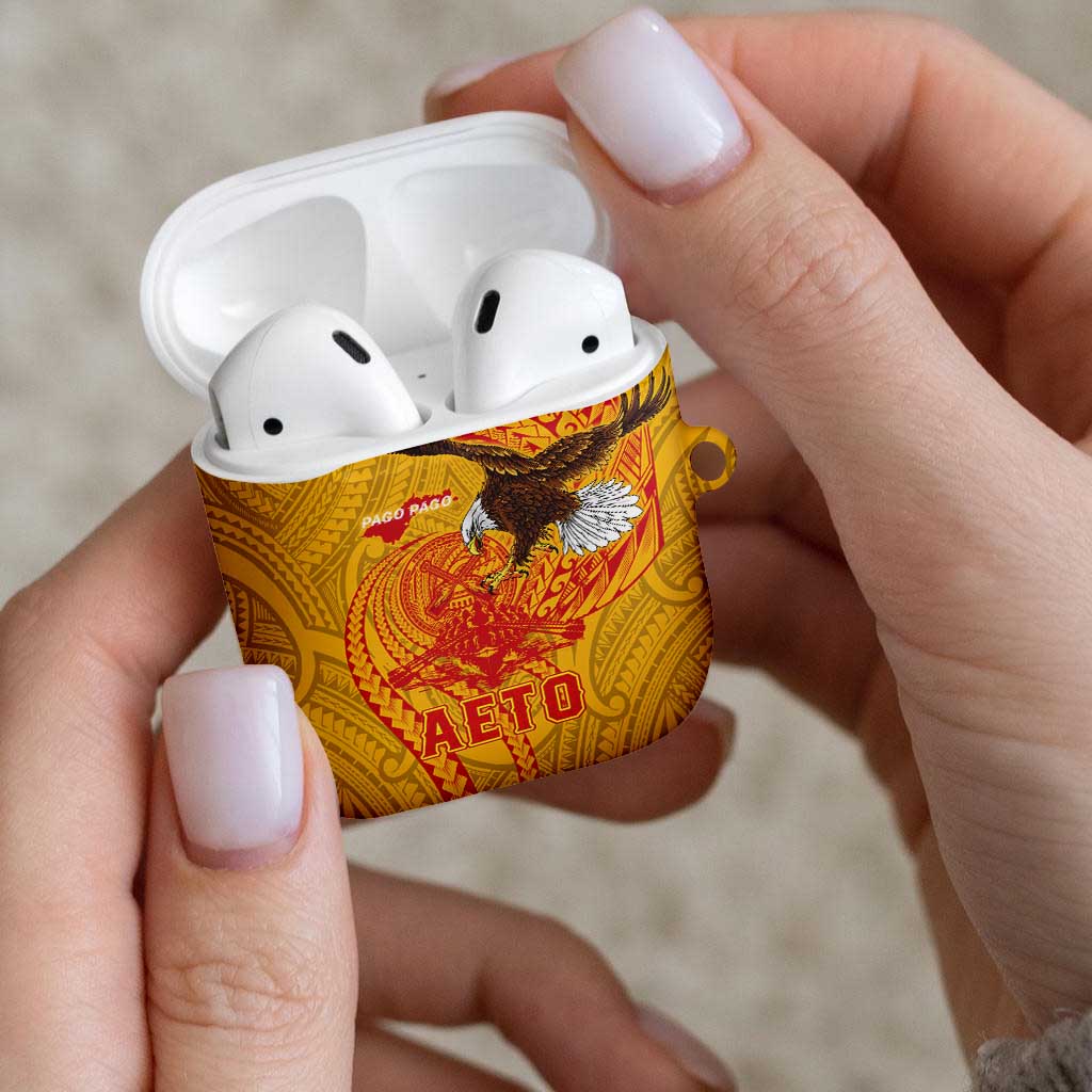 American Samoa Fautasi Race AirPods Case Aeto Pago Pago with Eagle Samoan Tribal Patterns
