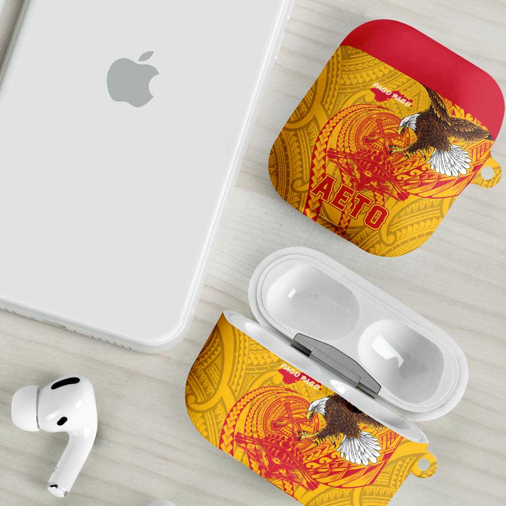 American Samoa Fautasi Race AirPods Case Aeto Pago Pago with Eagle Samoan Tribal Patterns