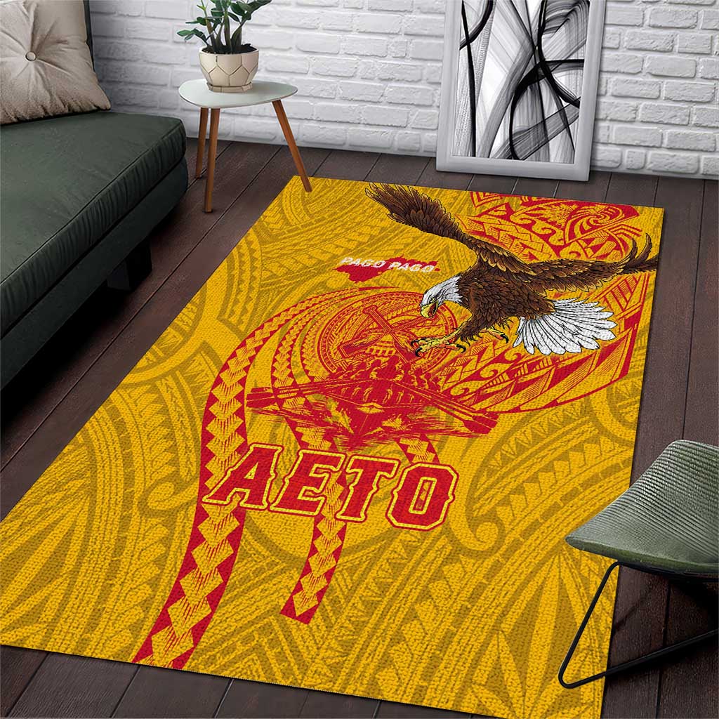 American Samoa Fautasi Race Area Rug Aeto Pago Pago with Eagle Samoan Tribal Patterns