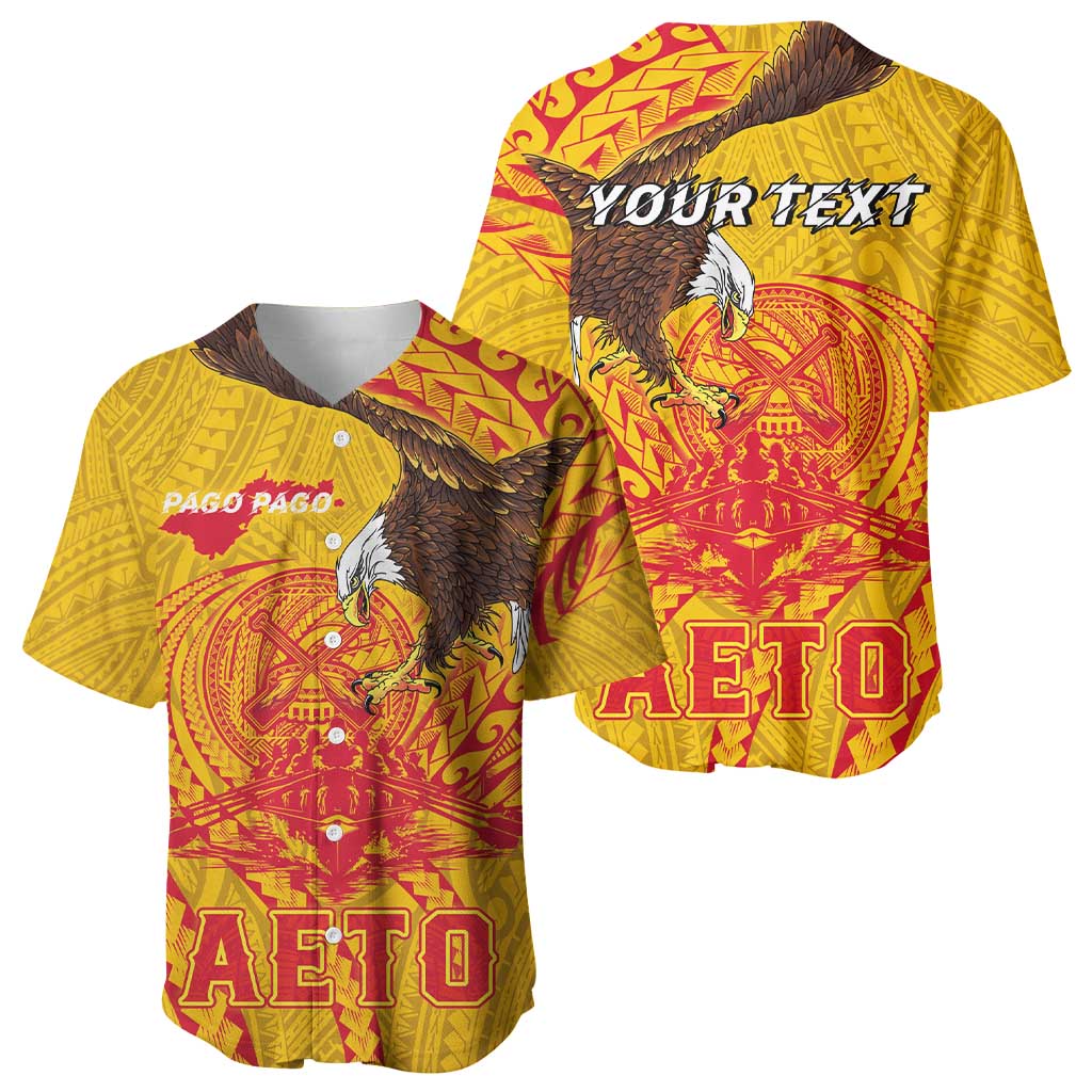 Personalized American Samoa Fautasi Race Baseball Jersey Aeto Pago Pago with Eagle Samoan Tribal Patterns