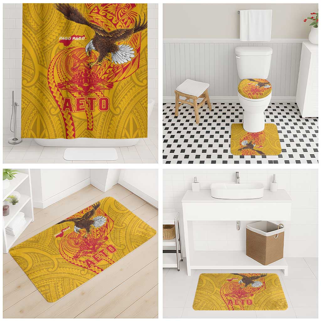 American Samoa Fautasi Race Bathroom Set Aeto Pago Pago with Eagle Samoan Tribal Patterns