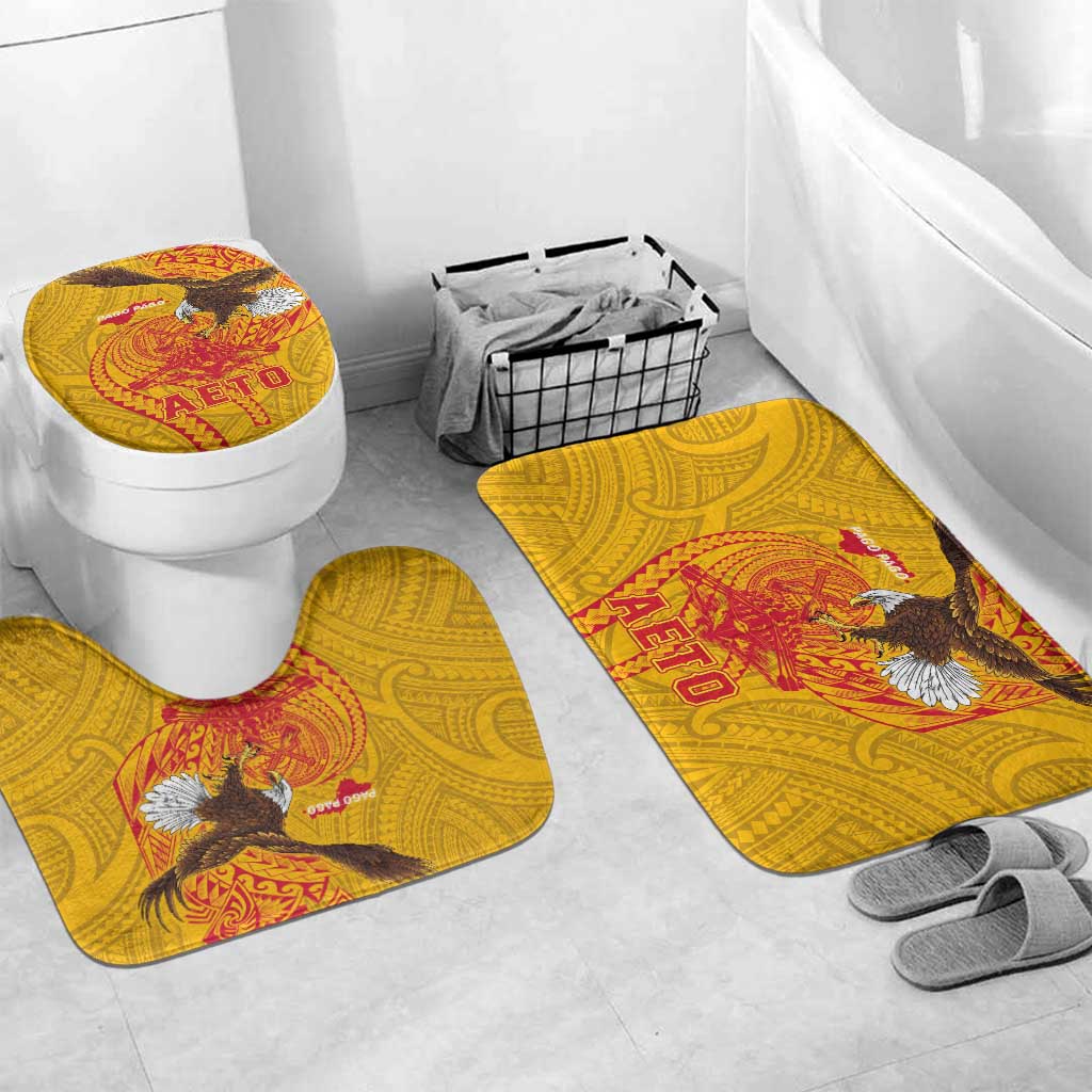 American Samoa Fautasi Race Bathroom Set Aeto Pago Pago with Eagle Samoan Tribal Patterns