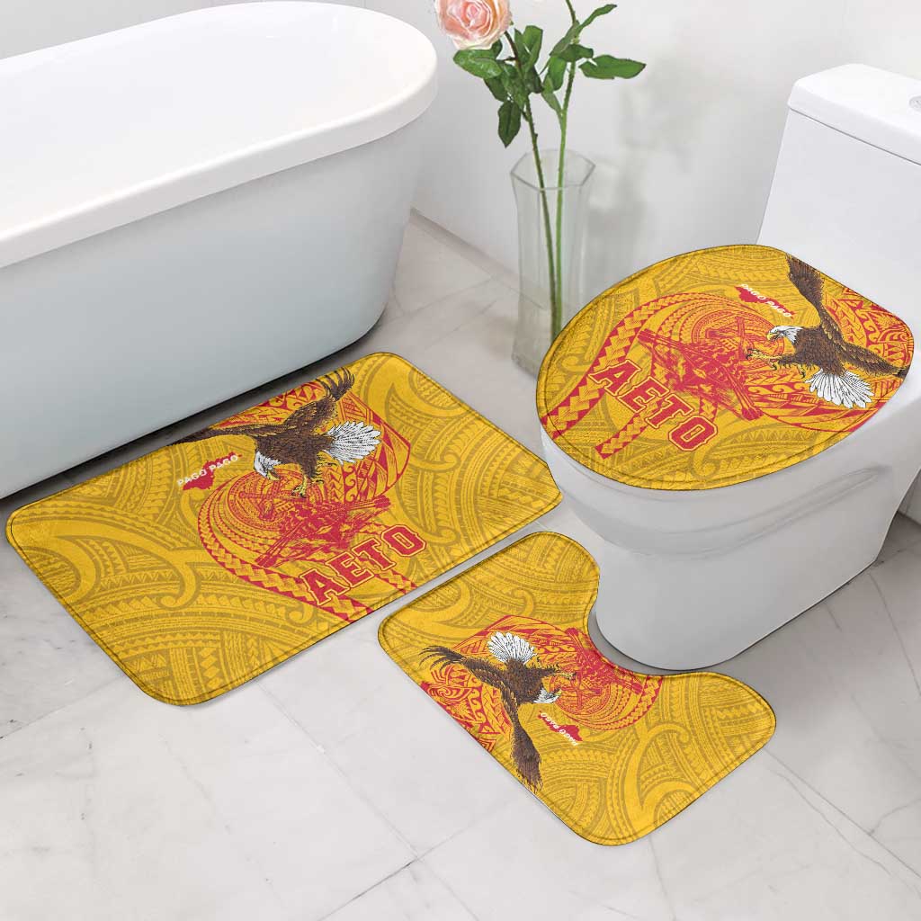American Samoa Fautasi Race Bathroom Set Aeto Pago Pago with Eagle Samoan Tribal Patterns