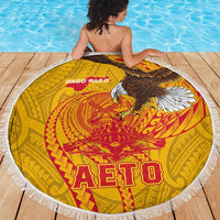 American Samoa Fautasi Race Beach Blanket Aeto Pago Pago with Eagle Samoan Tribal Patterns