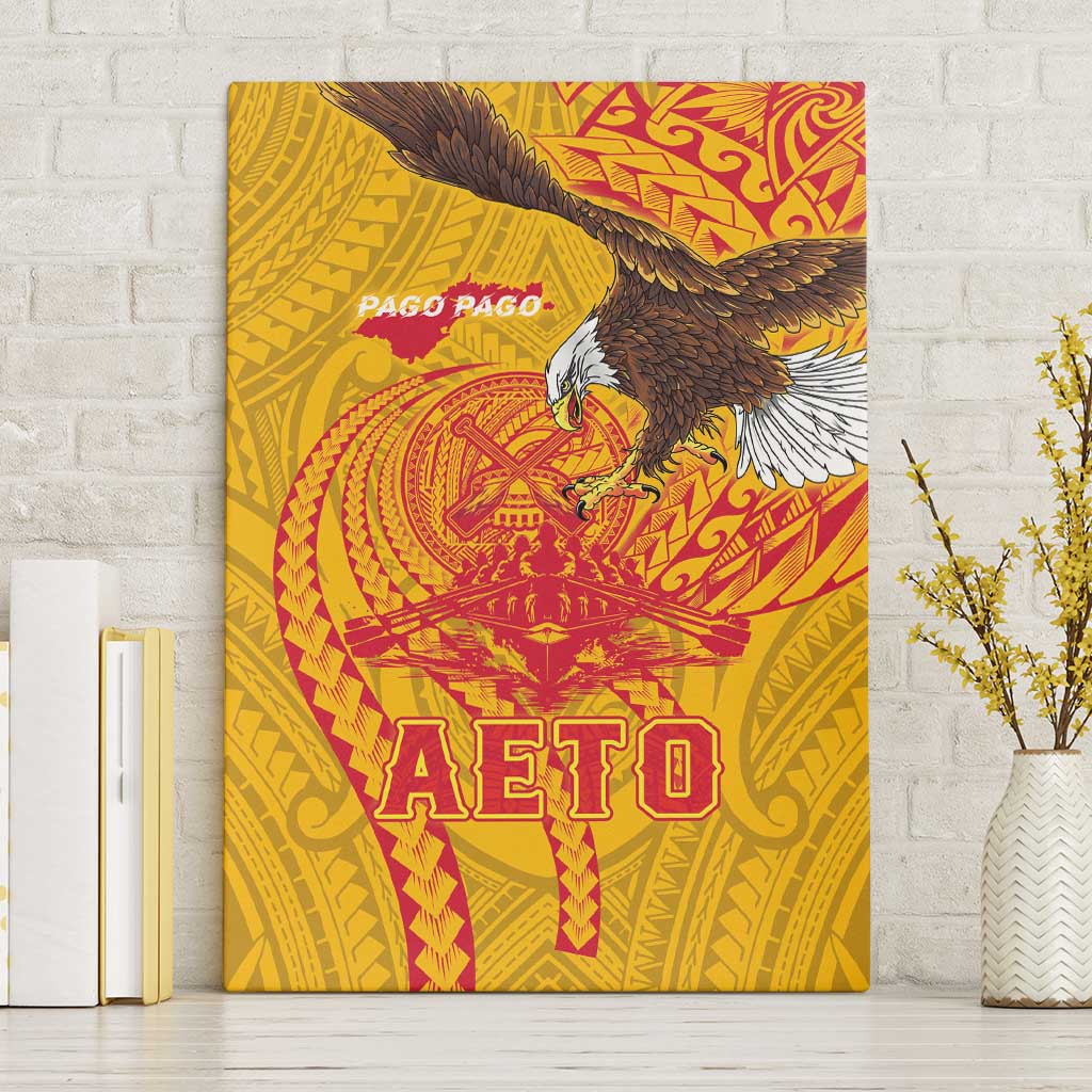 American Samoa Fautasi Race Canvas Wall Art Aeto Pago Pago with Eagle Samoan Tribal Patterns