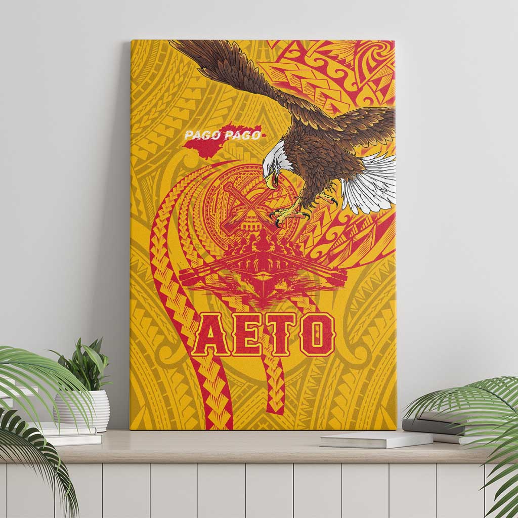 American Samoa Fautasi Race Canvas Wall Art Aeto Pago Pago with Eagle Samoan Tribal Patterns