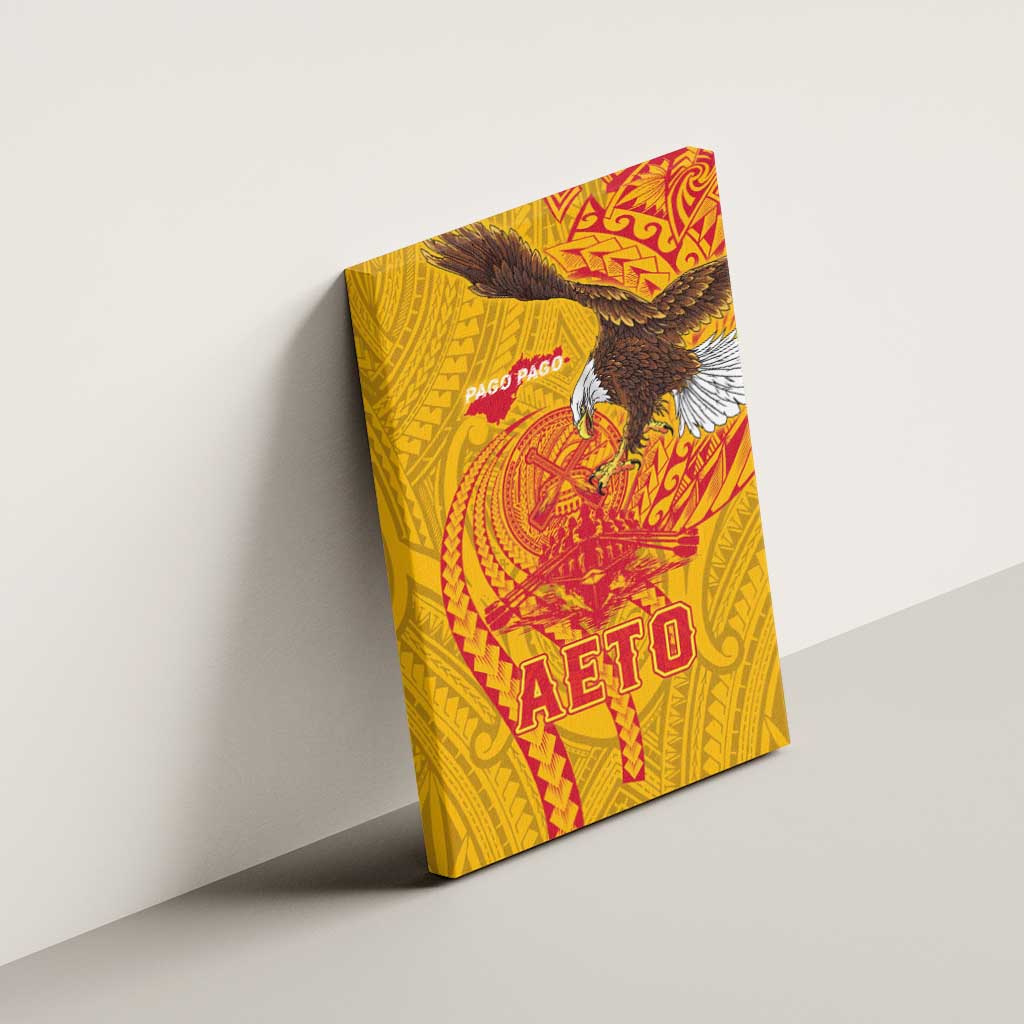 American Samoa Fautasi Race Canvas Wall Art Aeto Pago Pago with Eagle Samoan Tribal Patterns