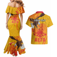 Personalized American Samoa Fautasi Race Couples Matching Mermaid Dress and Hawaiian Shirt Aeto Pago Pago with Eagle Samoan Tribal Patterns LT03 - Polynesian Pride