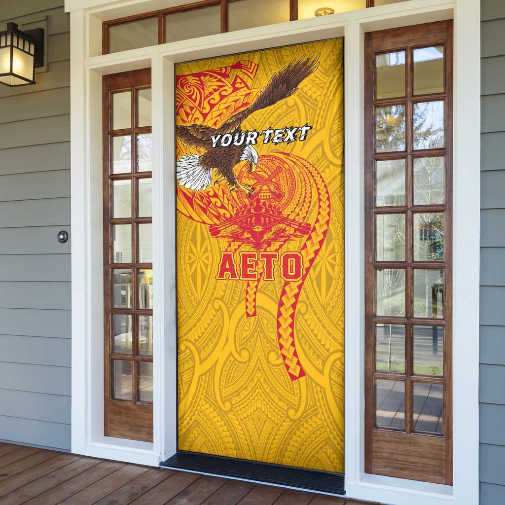 Personalized American Samoa Fautasi Race Door Cover Aeto Pago Pago with Eagle Samoan Tribal Patterns