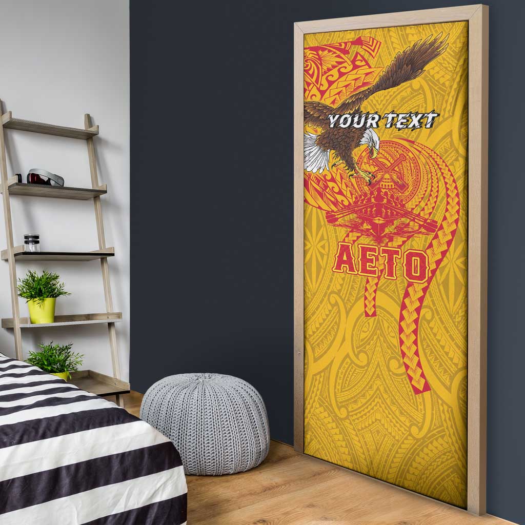 Personalized American Samoa Fautasi Race Door Cover Aeto Pago Pago with Eagle Samoan Tribal Patterns