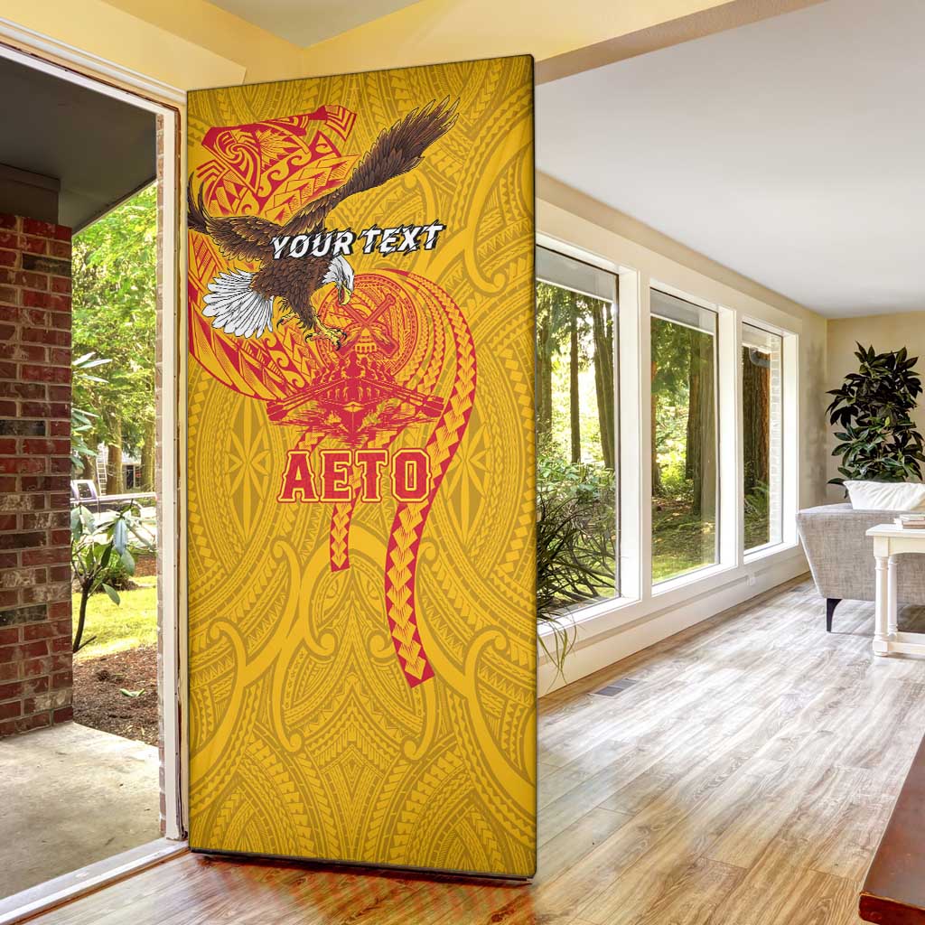 Personalized American Samoa Fautasi Race Door Cover Aeto Pago Pago with Eagle Samoan Tribal Patterns