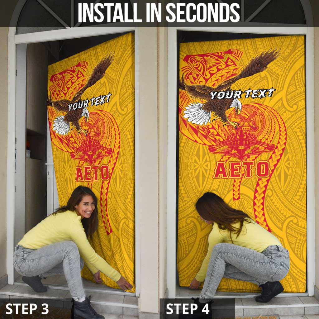 Personalized American Samoa Fautasi Race Door Cover Aeto Pago Pago with Eagle Samoan Tribal Patterns