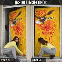 Personalized American Samoa Fautasi Race Door Cover Aeto Pago Pago with Eagle Samoan Tribal Patterns