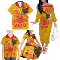 Personalized American Samoa Fautasi Race Family Matching Off The Shoulder Long Sleeve Dress and Hawaiian Shirt Aeto Pago Pago with Eagle Samoan Tribal Patterns LT03 - Polynesian Pride