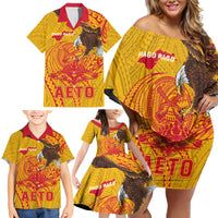 Personalized American Samoa Fautasi Race Family Matching Off Shoulder Short Dress and Hawaiian Shirt Aeto Pago Pago with Eagle Samoan Tribal Patterns LT03 - Polynesian Pride