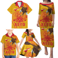 Personalized American Samoa Fautasi Race Family Matching Puletasi and Hawaiian Shirt Aeto Pago Pago with Eagle Samoan Tribal Patterns LT03 - Polynesian Pride