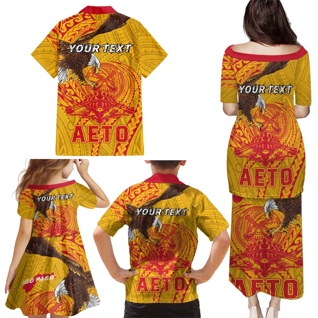 Personalized American Samoa Fautasi Race Family Matching Puletasi and Hawaiian Shirt Aeto Pago Pago with Eagle Samoan Tribal Patterns LT03 - Polynesian Pride
