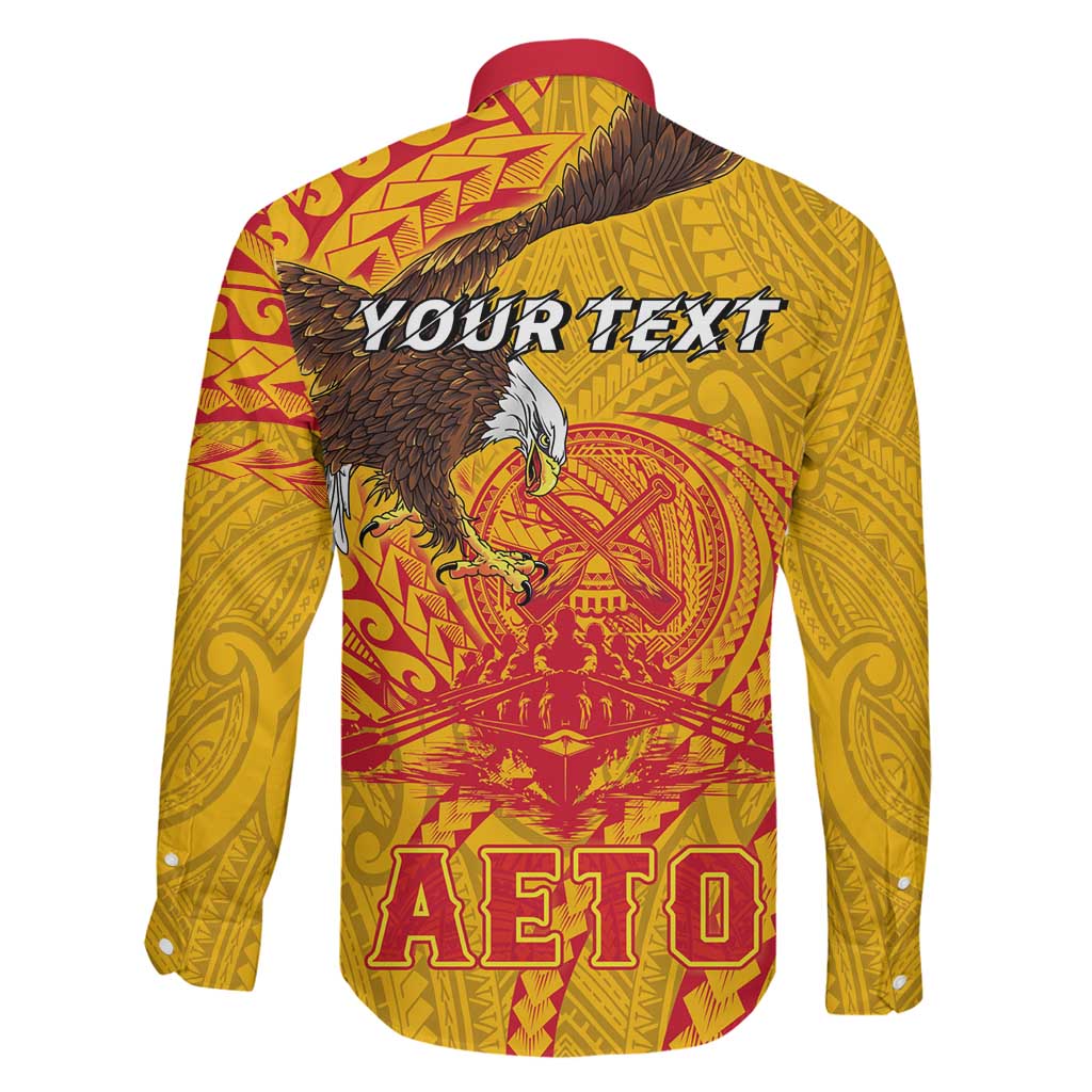Personalized American Samoa Fautasi Race Family Matching Short Sleeve Bodycon Dress and Hawaiian Shirt Aeto Pago Pago with Eagle Samoan Tribal Patterns LT03 - Polynesian Pride
