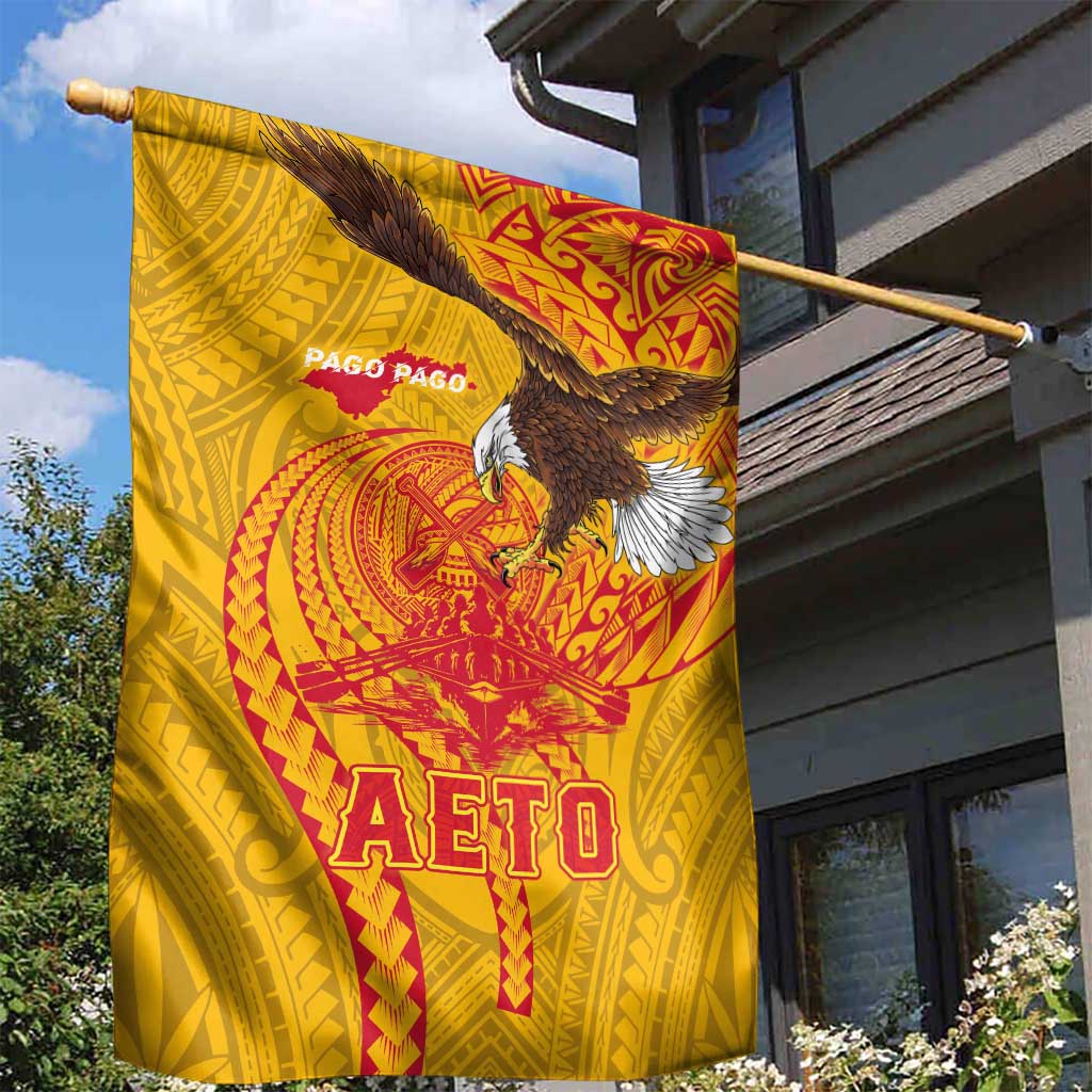 American Samoa Fautasi Race Garden Flag Aeto Pago Pago with Eagle Samoan Tribal Patterns LT03 - Polynesian Pride