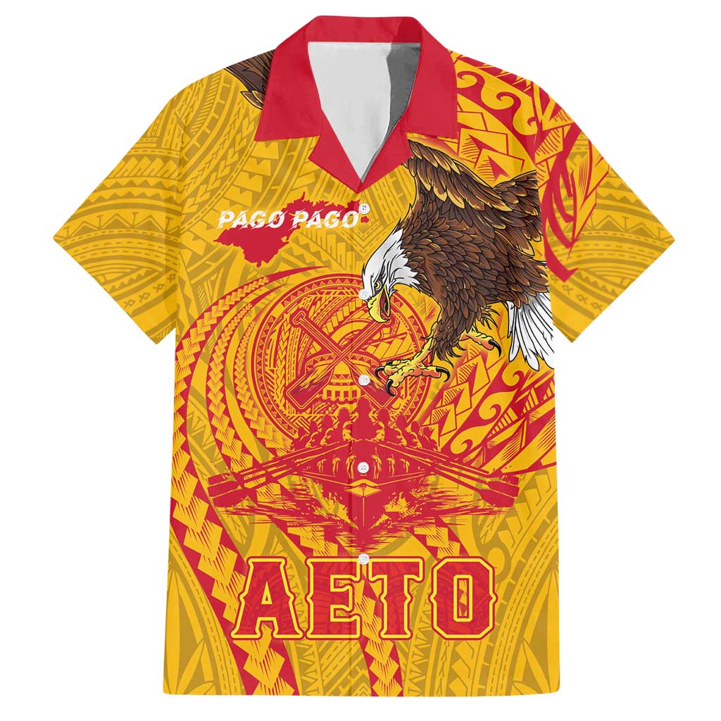 Personalized American Samoa Fautasi Race Hawaiian Shirt Aeto Pago Pago with Eagle Samoan Tribal Patterns