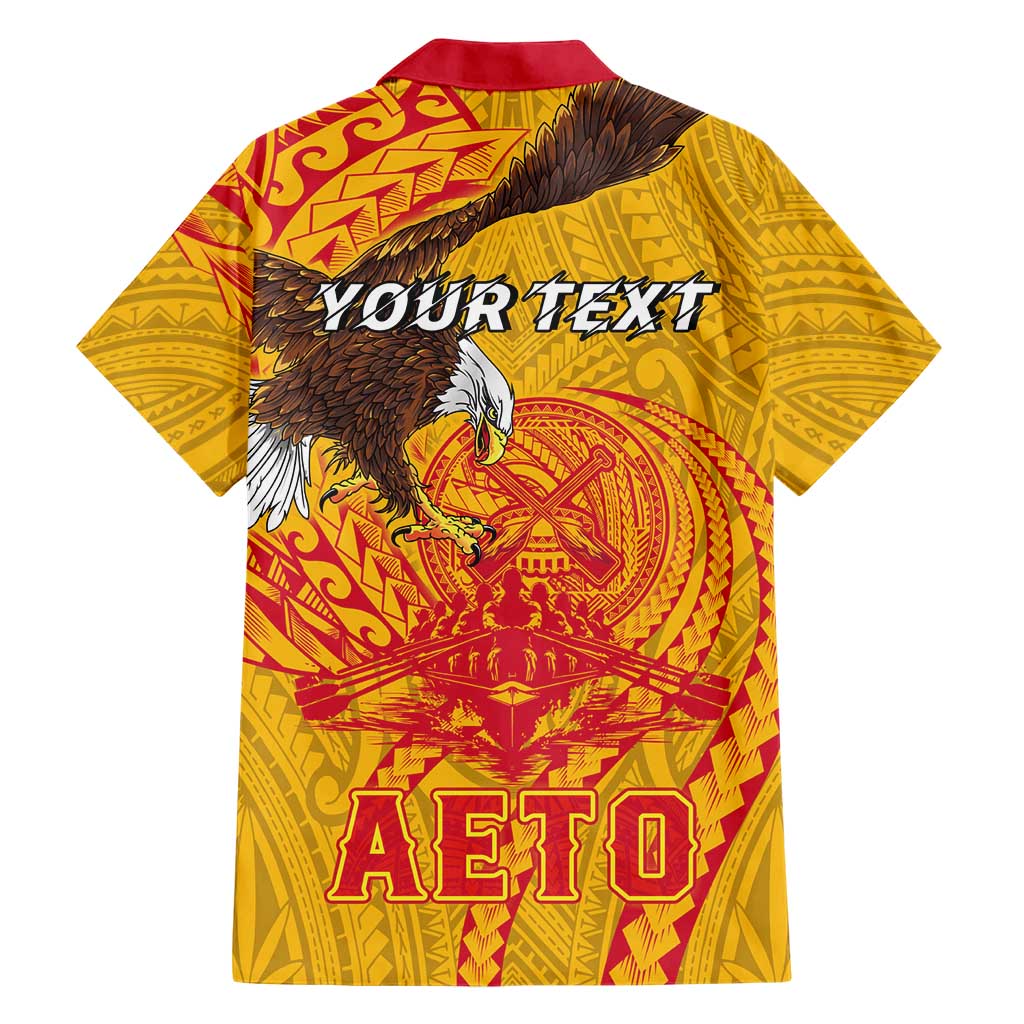 Personalized American Samoa Fautasi Race Hawaiian Shirt Aeto Pago Pago with Eagle Samoan Tribal Patterns