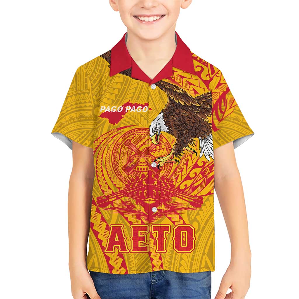 Personalized American Samoa Fautasi Race Hawaiian Shirt Aeto Pago Pago with Eagle Samoan Tribal Patterns