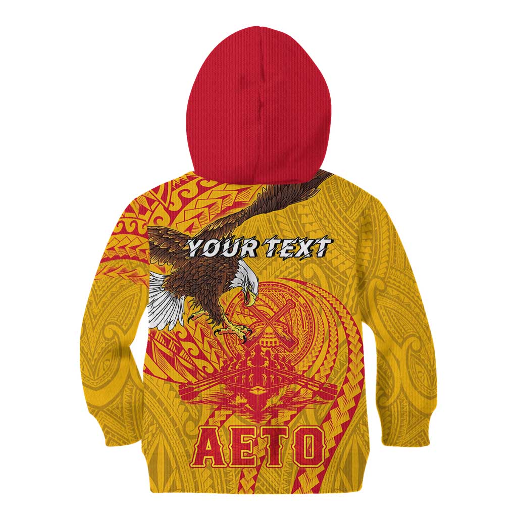Personalized American Samoa Fautasi Race Kid Hoodie Aeto Pago Pago with Eagle Samoan Tribal Patterns