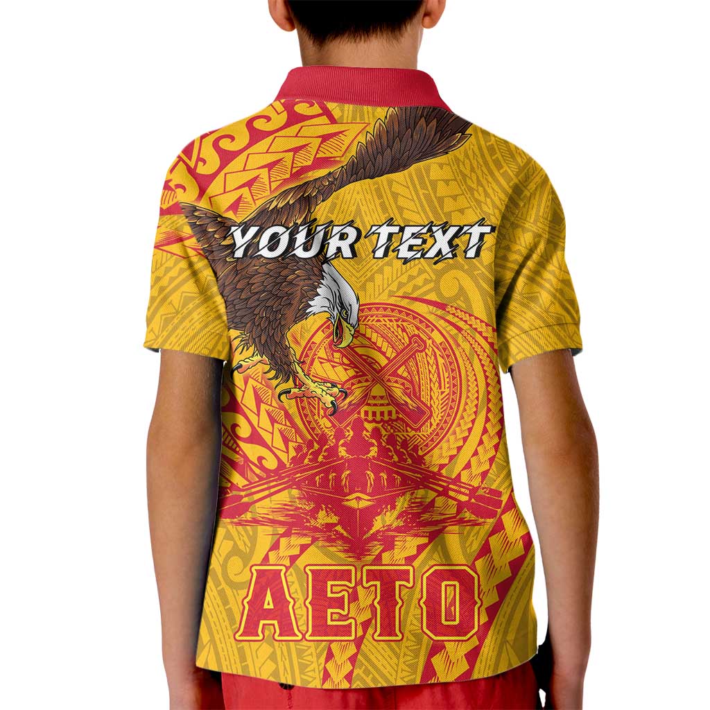 Personalized American Samoa Fautasi Race Kid Polo Shirt Aeto Pago Pago with Eagle Samoan Tribal Patterns LT03 - Polynesian Pride
