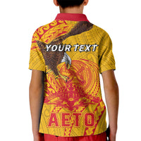 Personalized American Samoa Fautasi Race Kid Polo Shirt Aeto Pago Pago with Eagle Samoan Tribal Patterns LT03 - Polynesian Pride