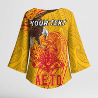 Personalized American Samoa Fautasi Race Kimono Sleeve Blouse Aeto Pago Pago with Eagle Samoan Tribal Patterns LT03 - Polynesian Pride