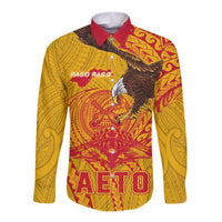 Personalized American Samoa Fautasi Race Long Sleeve Button Shirt Aeto Pago Pago with Eagle Samoan Tribal Patterns