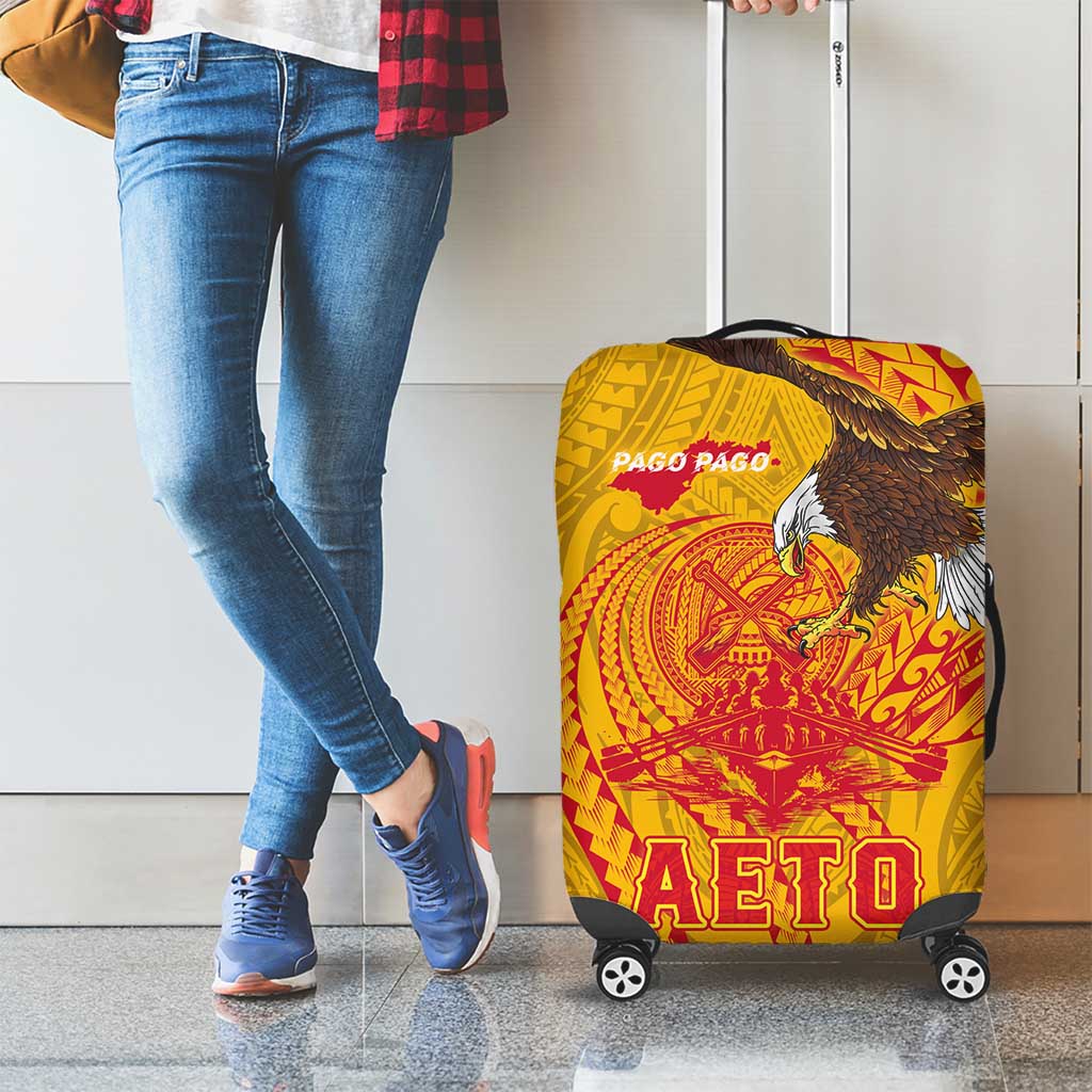 American Samoa Fautasi Race Luggage Cover Aeto Pago Pago with Eagle Samoan Tribal Patterns LT03 - Polynesian Pride