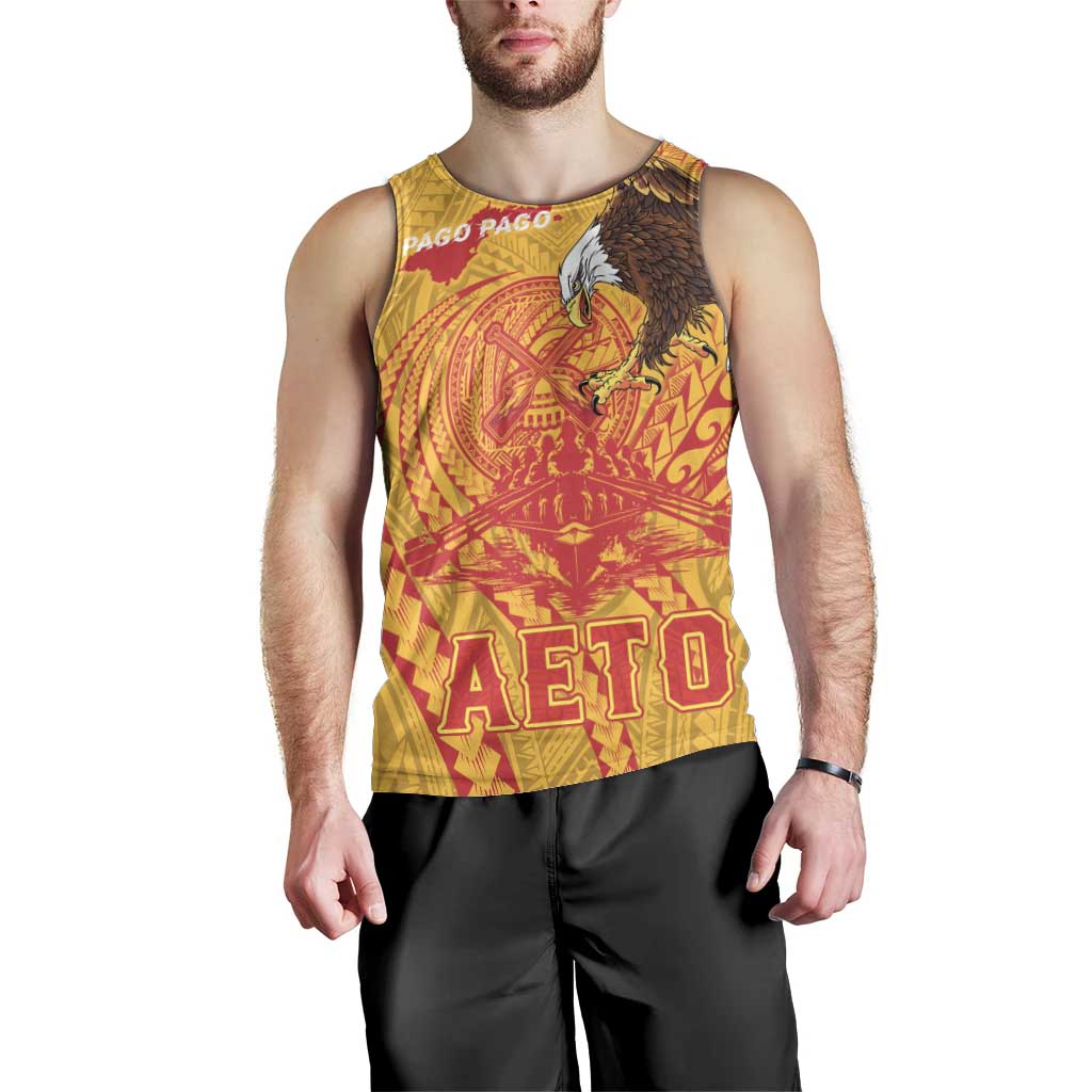 Personalized American Samoa Fautasi Race Men Tank Top Aeto Pago Pago with Eagle Samoan Tribal Patterns