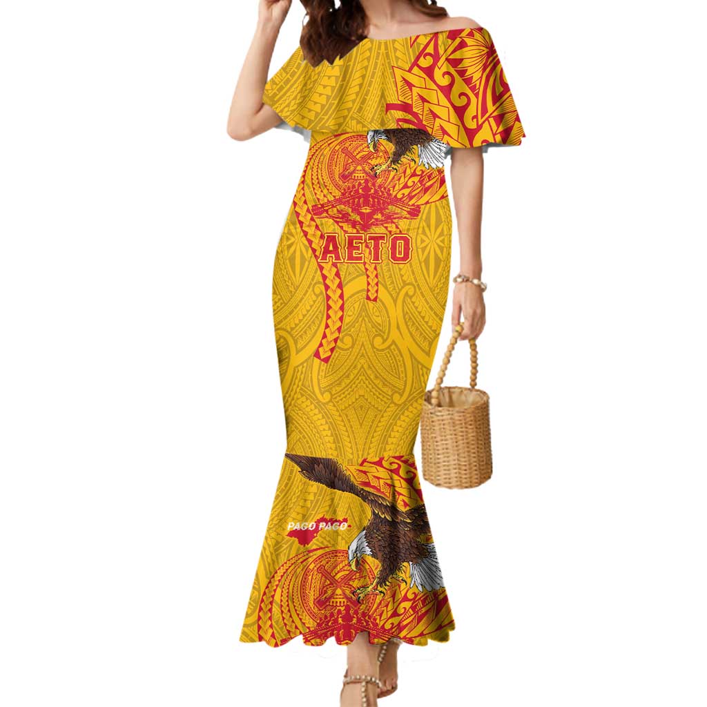 Personalized American Samoa Fautasi Race Mermaid Dress Aeto Pago Pago with Eagle Samoan Tribal Patterns LT03 Women Multicolor - Polynesian Pride