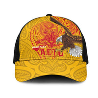 American Samoa Fautasi Race Mesh Trucker Cap Aeto Pago Pago with Eagle Samoan Tribal Patterns
