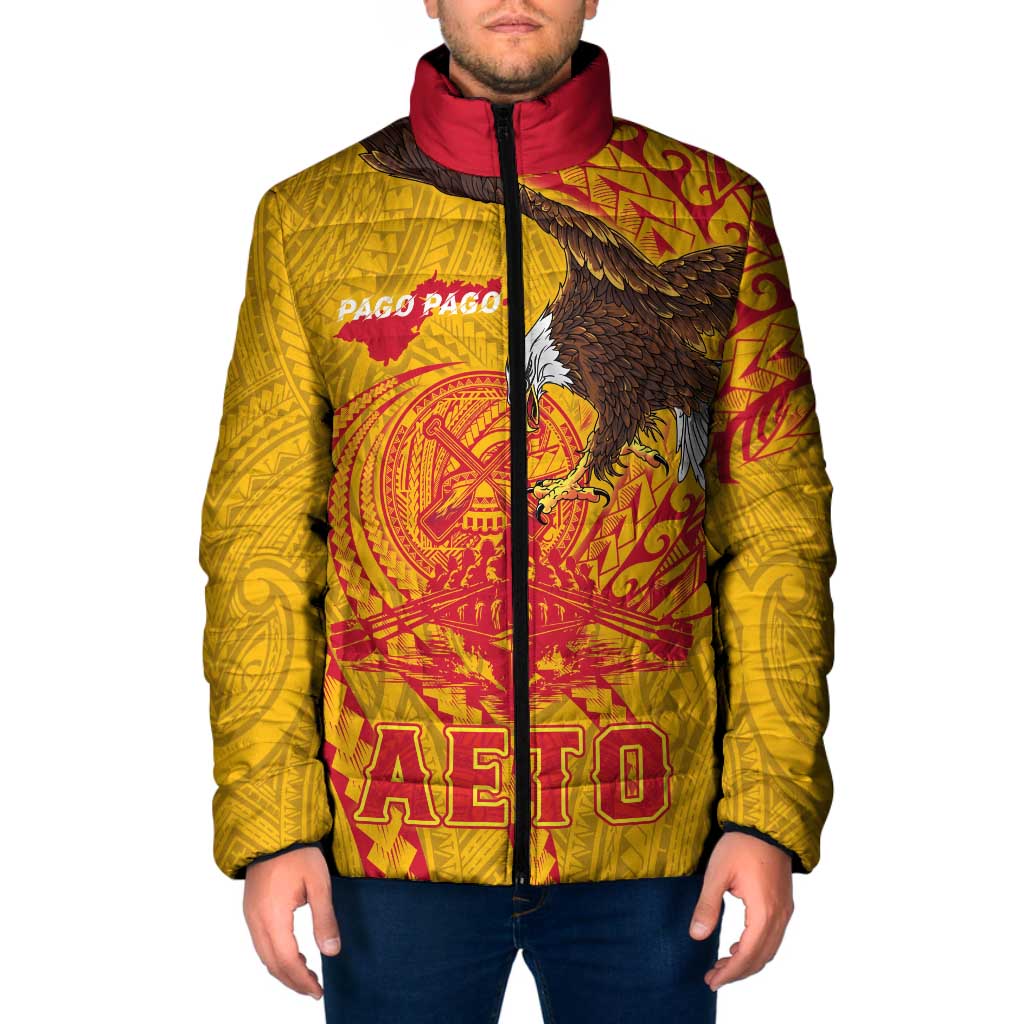Personalized American Samoa Fautasi Race Padded Jacket Aeto Pago Pago with Eagle Samoan Tribal Patterns