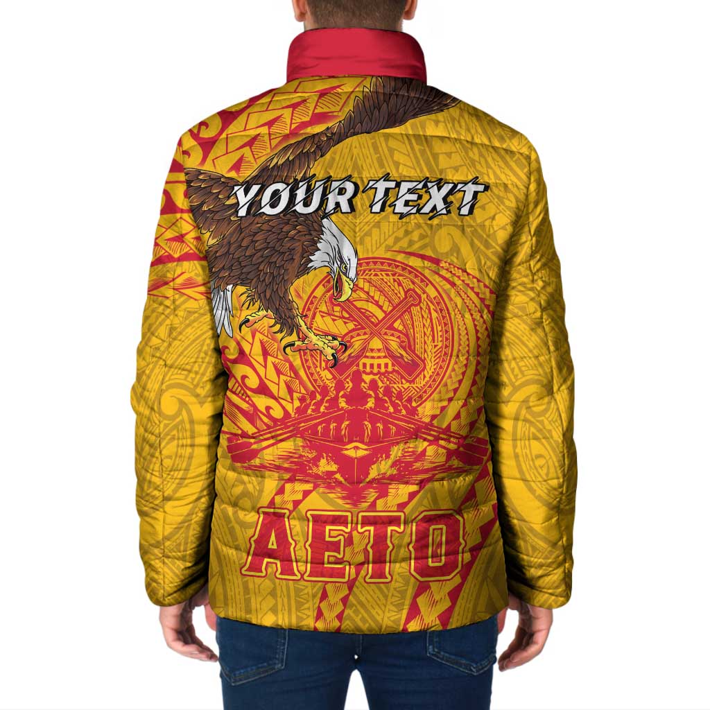 Personalized American Samoa Fautasi Race Padded Jacket Aeto Pago Pago with Eagle Samoan Tribal Patterns
