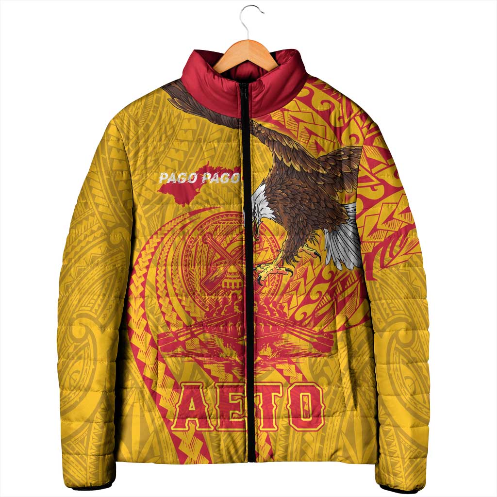 Personalized American Samoa Fautasi Race Padded Jacket Aeto Pago Pago with Eagle Samoan Tribal Patterns