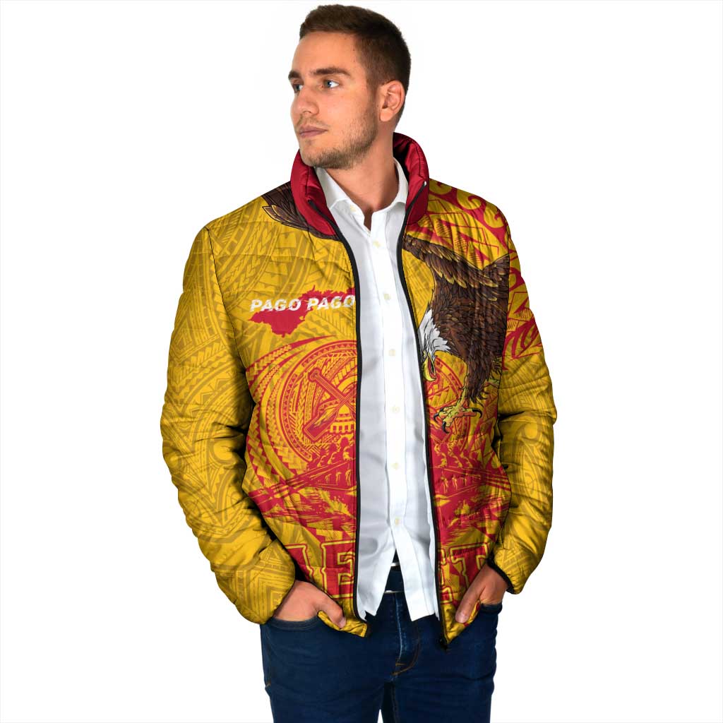 Personalized American Samoa Fautasi Race Padded Jacket Aeto Pago Pago with Eagle Samoan Tribal Patterns
