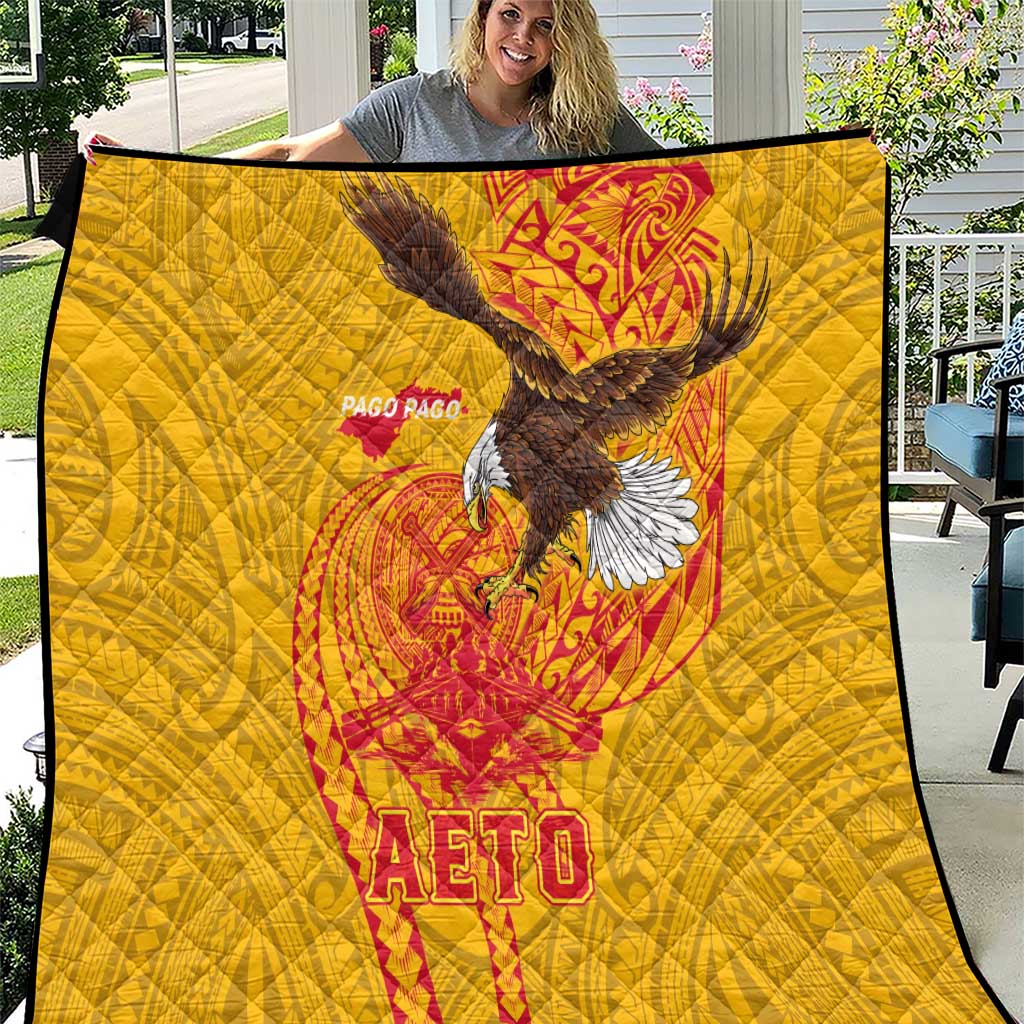 American Samoa Fautasi Race Quilt Aeto Pago Pago with Eagle Samoan Tribal Patterns