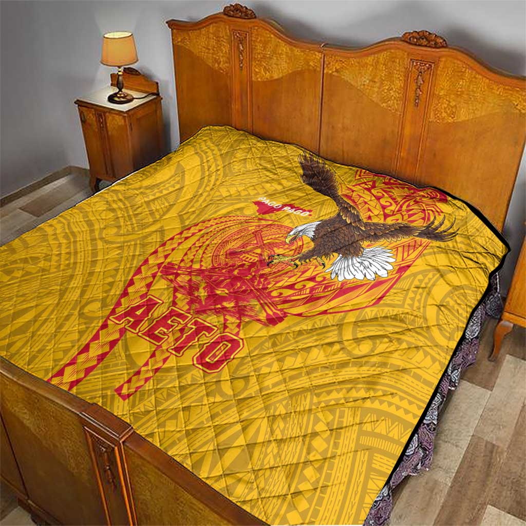 American Samoa Fautasi Race Quilt Aeto Pago Pago with Eagle Samoan Tribal Patterns