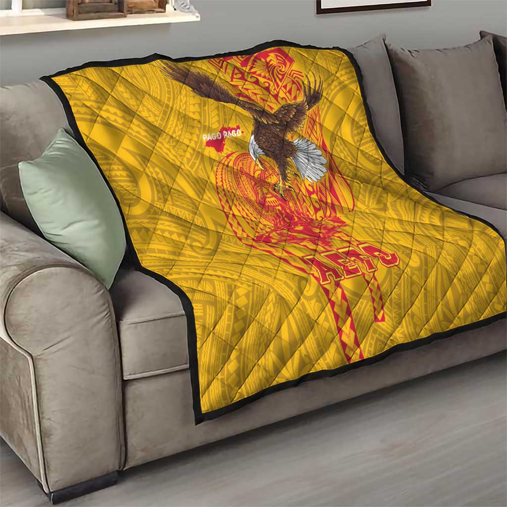 American Samoa Fautasi Race Quilt Aeto Pago Pago with Eagle Samoan Tribal Patterns